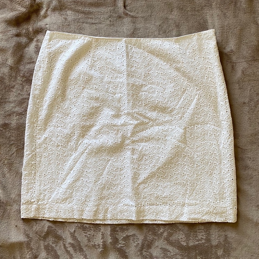 LL Bean White Eyelet Skirt